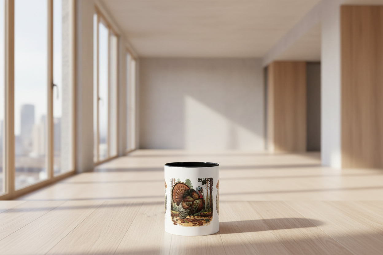 Turkey Hunting Coffee Mug — Rustic Wild Turkey Accent Mug (11/15 oz)