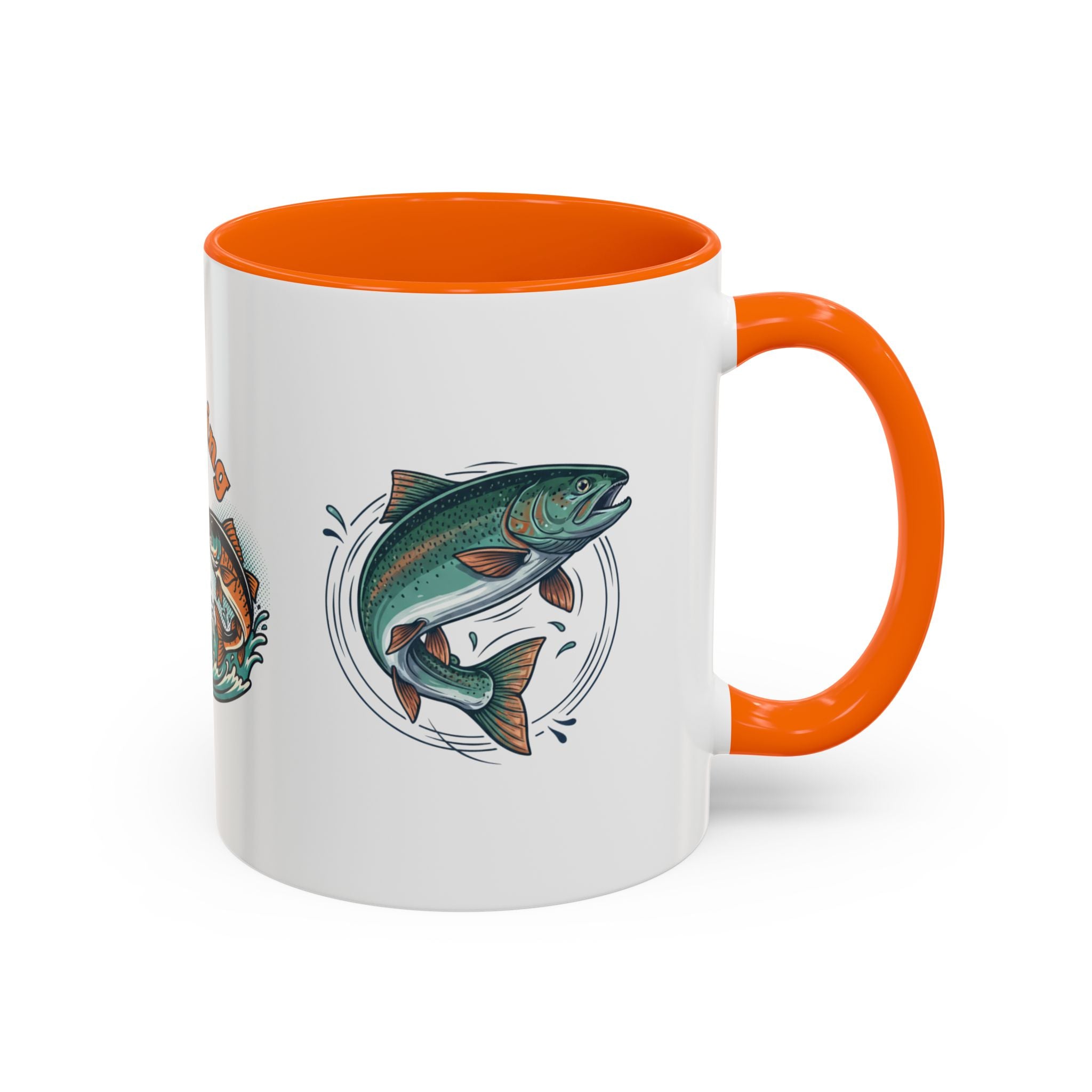 Fishing Mug — Animated Trout & Angler Coffee Cup (11/15oz)
