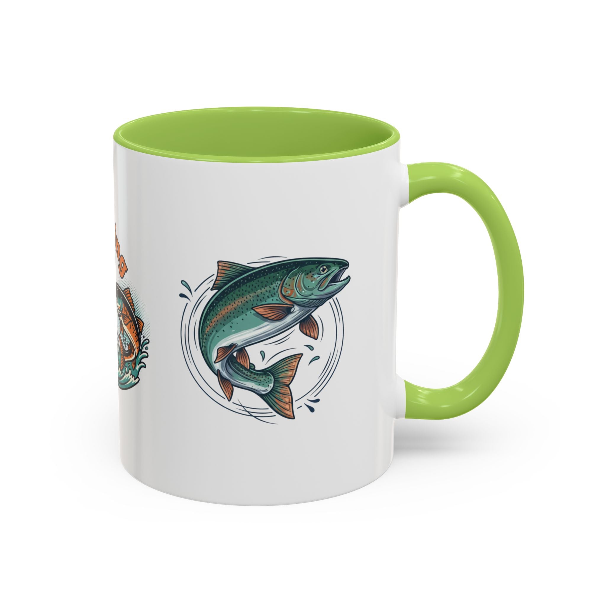 Fishing Mug — Animated Trout & Angler Coffee Cup (11/15oz)