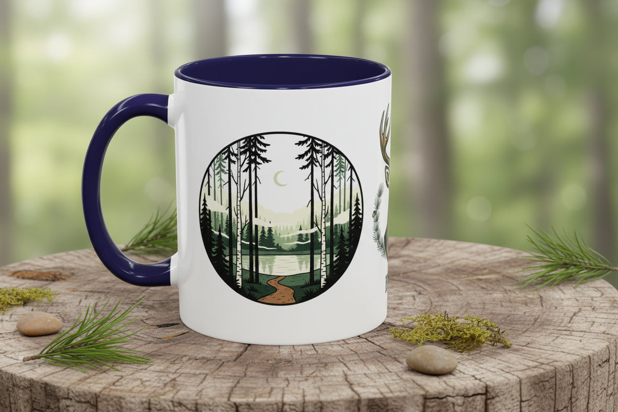 Buck Deer Coffee Mug — Forest Scenic Accent Mug (11/15oz)