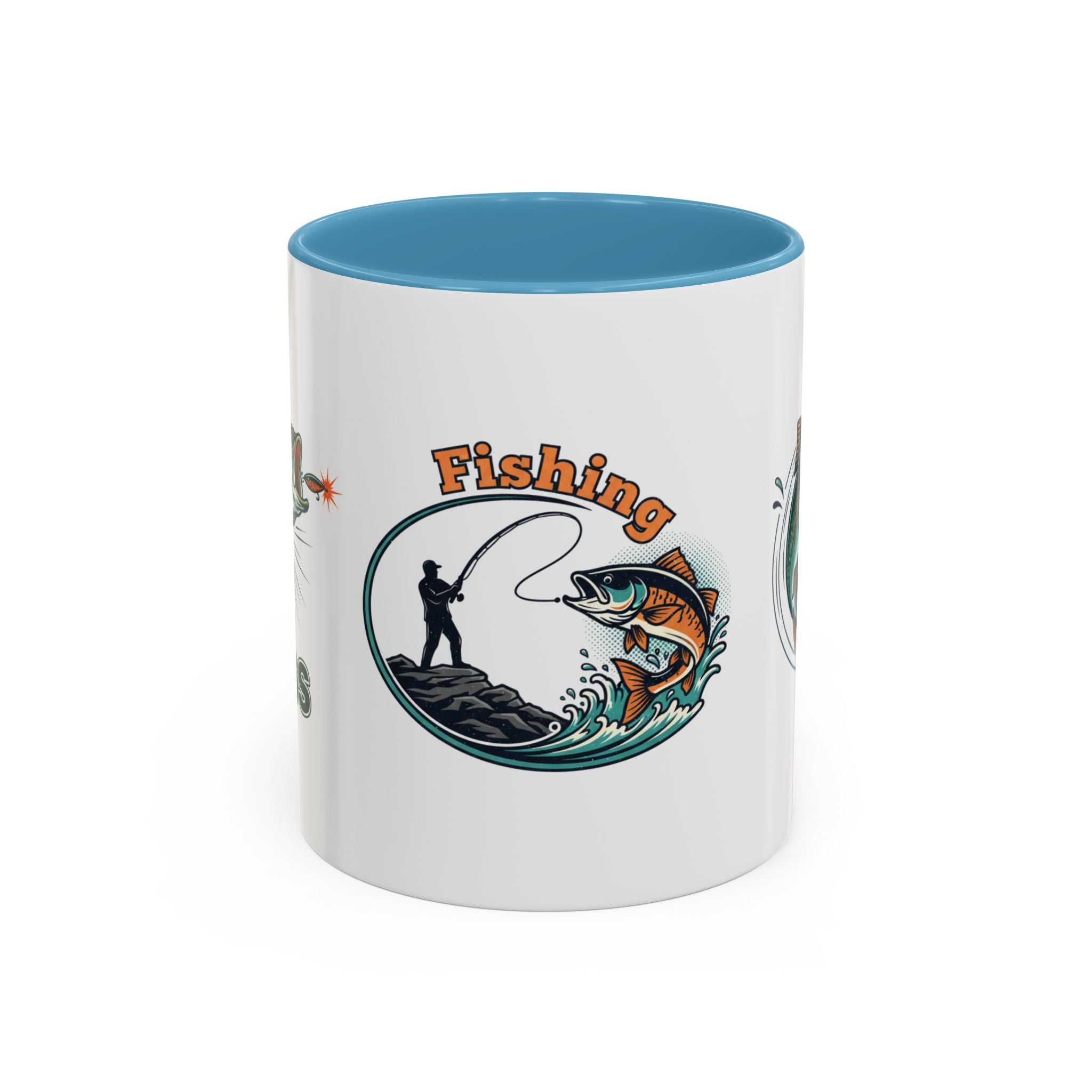 Fishing Mug — Animated Trout & Angler Coffee Cup (11/15oz)