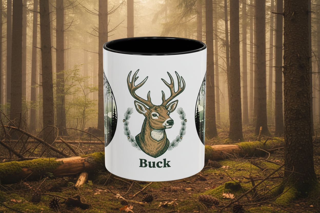 Buck Deer Coffee Mug — Forest Scenic Accent Mug (11/15oz)