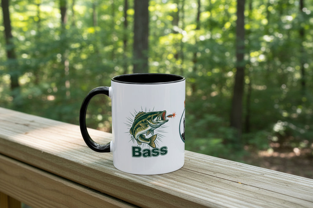 Fishing Mug — Animated Trout & Angler Coffee Cup (11/15oz)