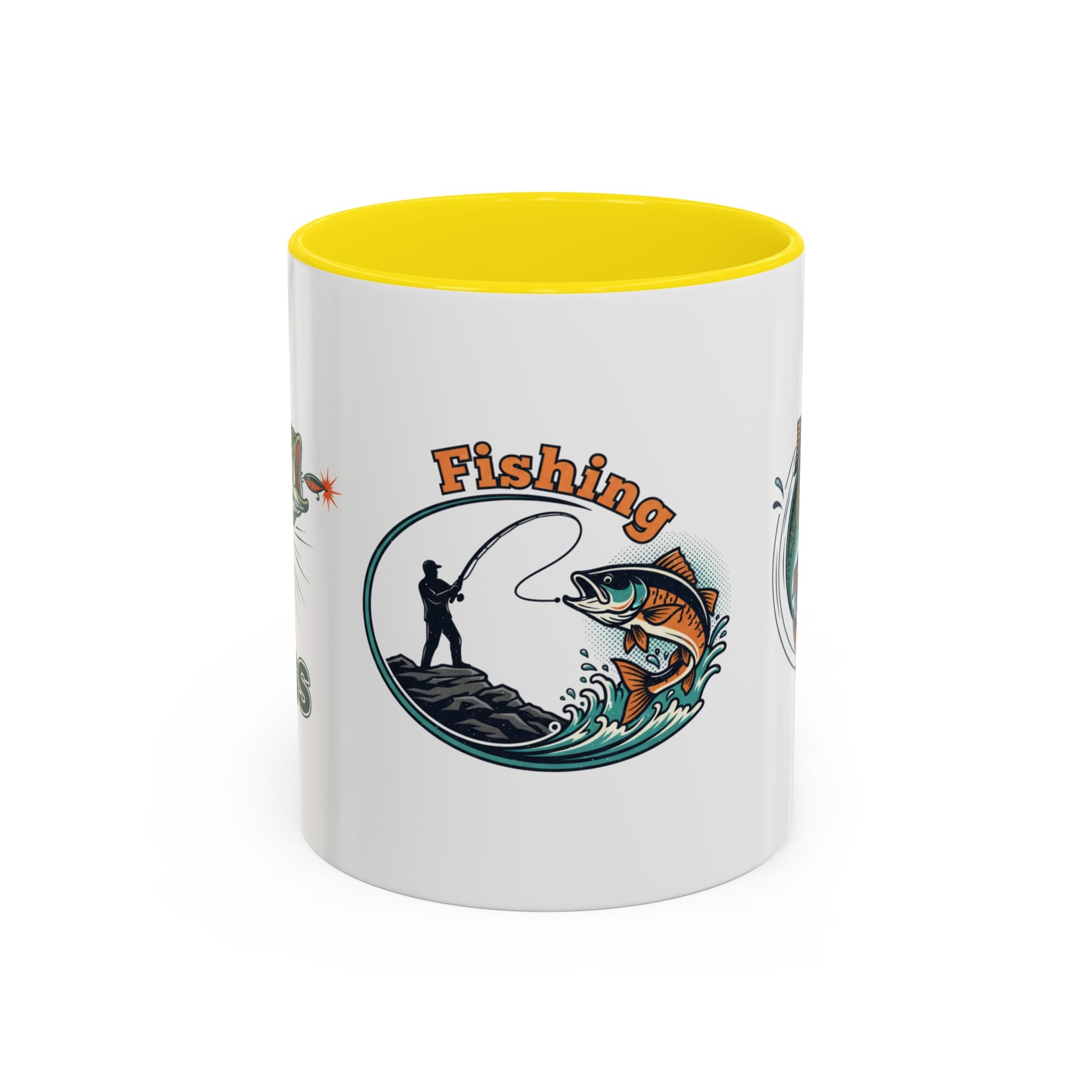 Fishing Mug — Animated Trout & Angler Coffee Cup (11/15oz)
