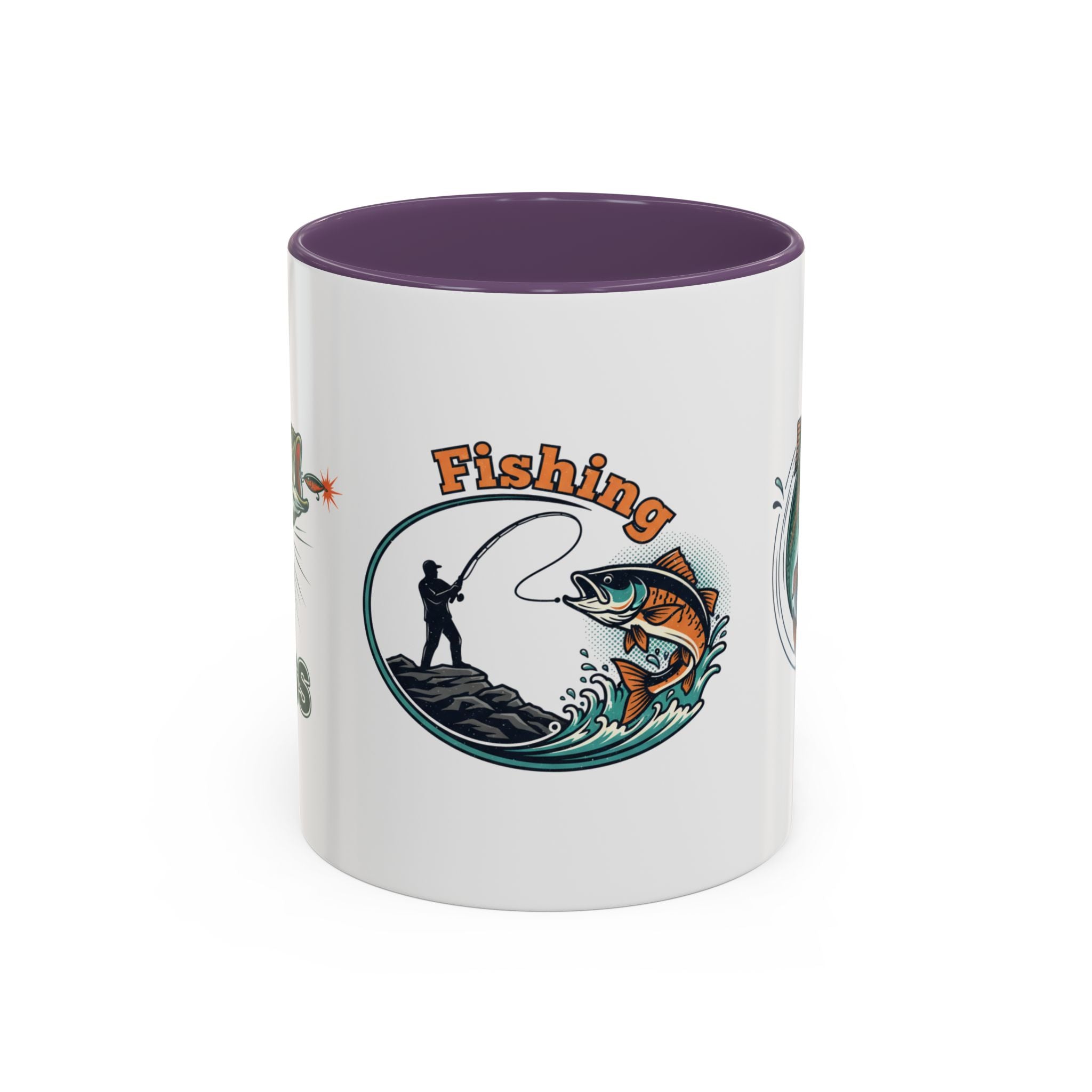 Fishing Mug — Animated Trout & Angler Coffee Cup (11/15oz)