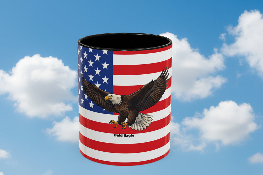American Flag Mug with Bald Eagle – Patriotic Coffee Cup (11/15oz)
