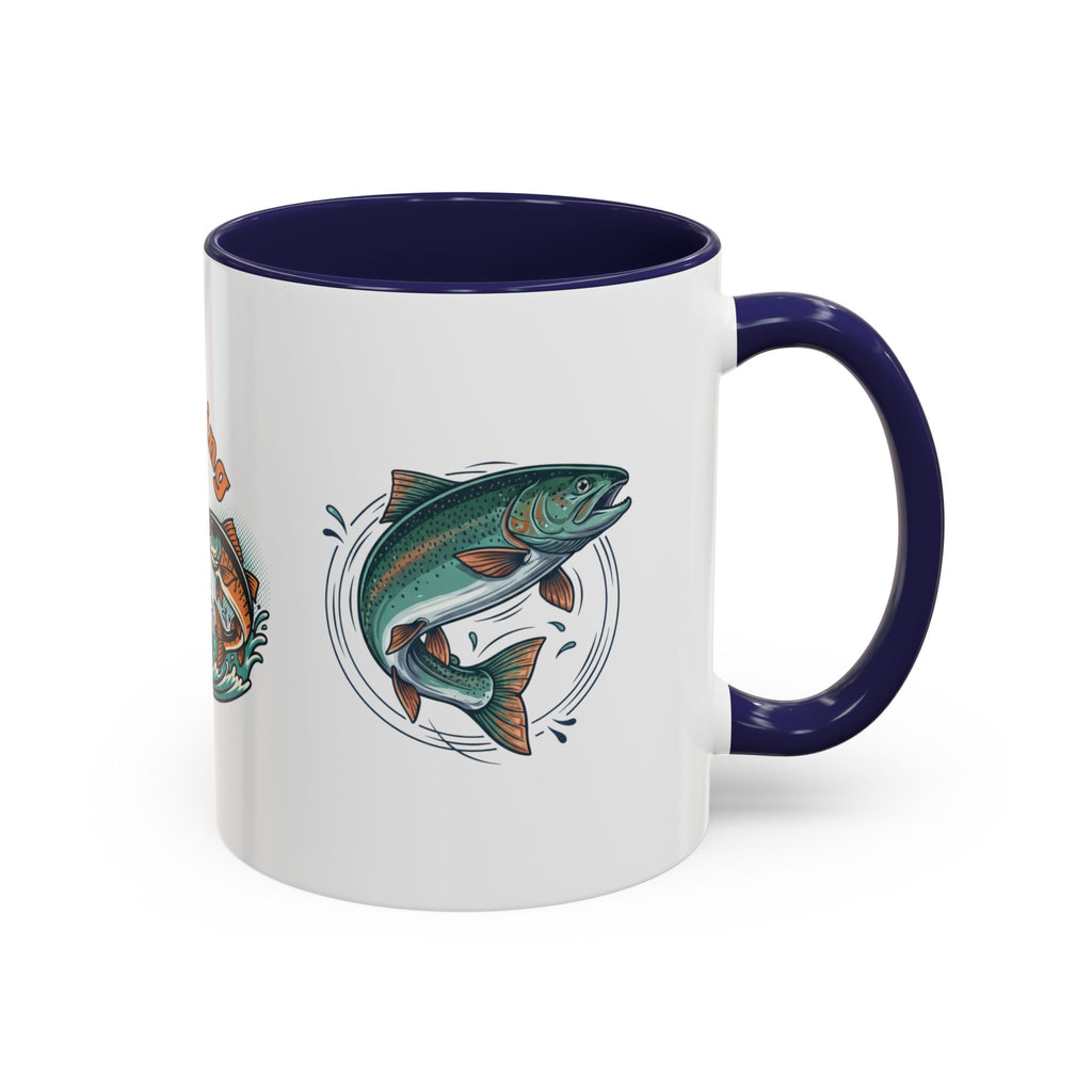 Fishing Mug — Animated Trout & Angler Coffee Cup (11/15oz)