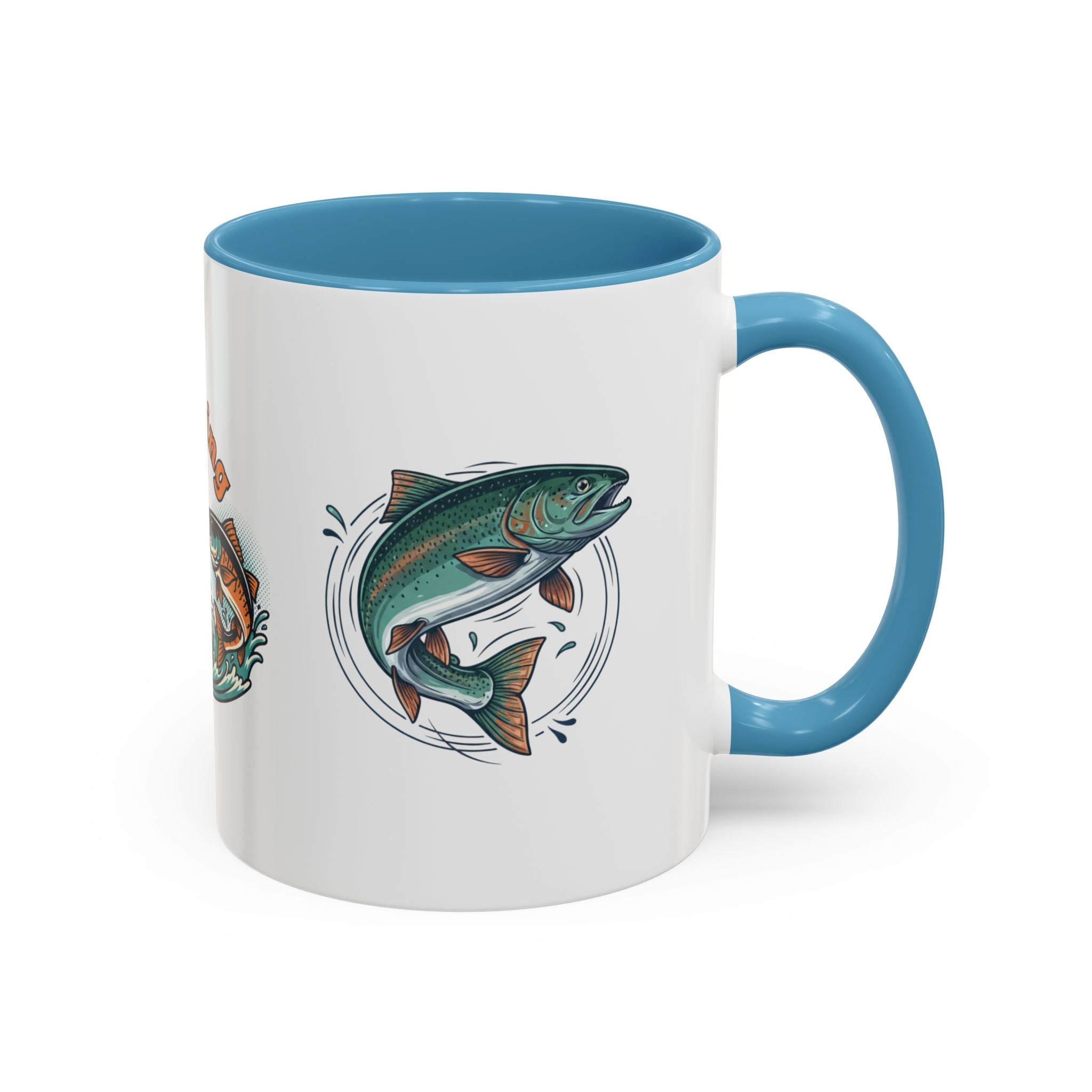 Fishing Mug — Animated Trout & Angler Coffee Cup (11/15oz)
