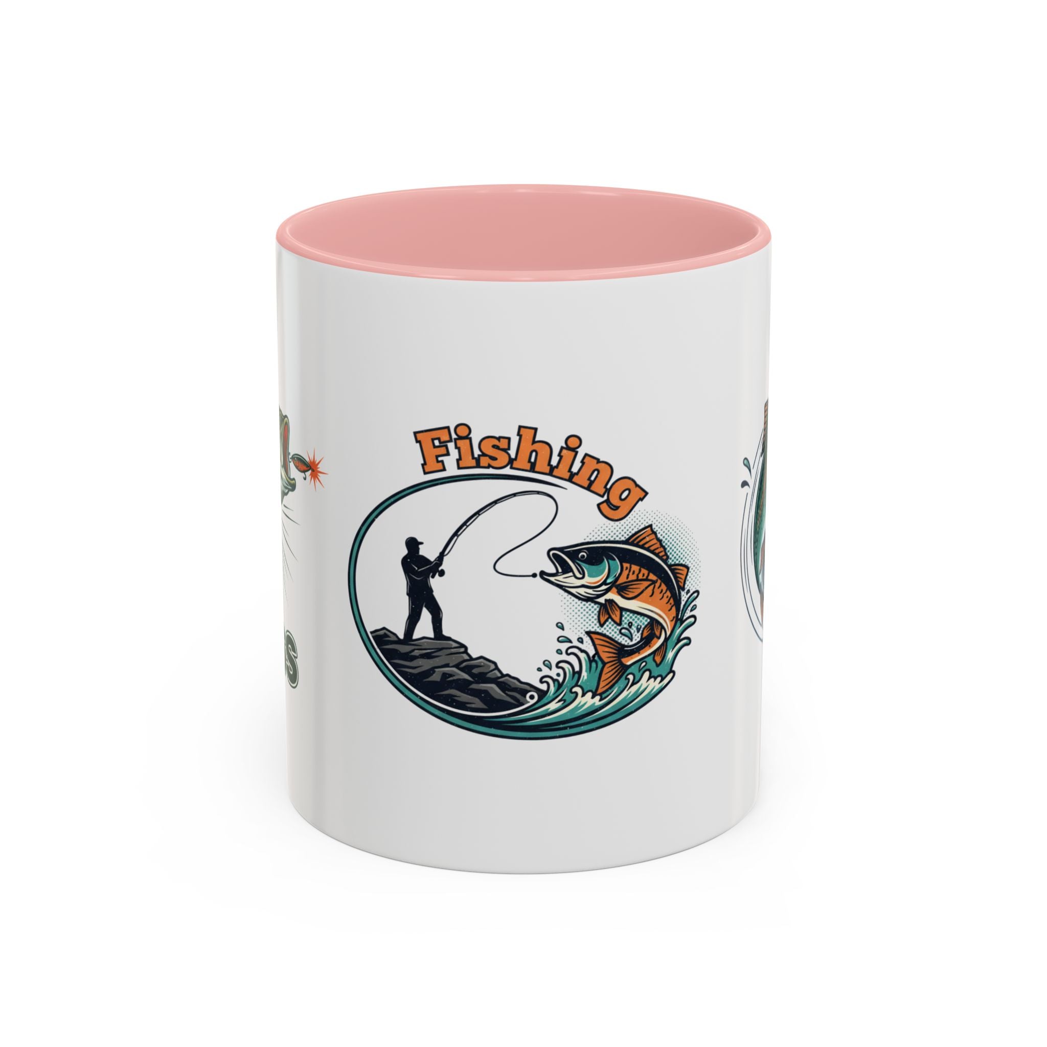 Fishing Mug — Animated Trout & Angler Coffee Cup (11/15oz)