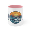 Accent Mug — Bluefin Tuna Fishing Ceramic Coffee Cup (Pink Accent)