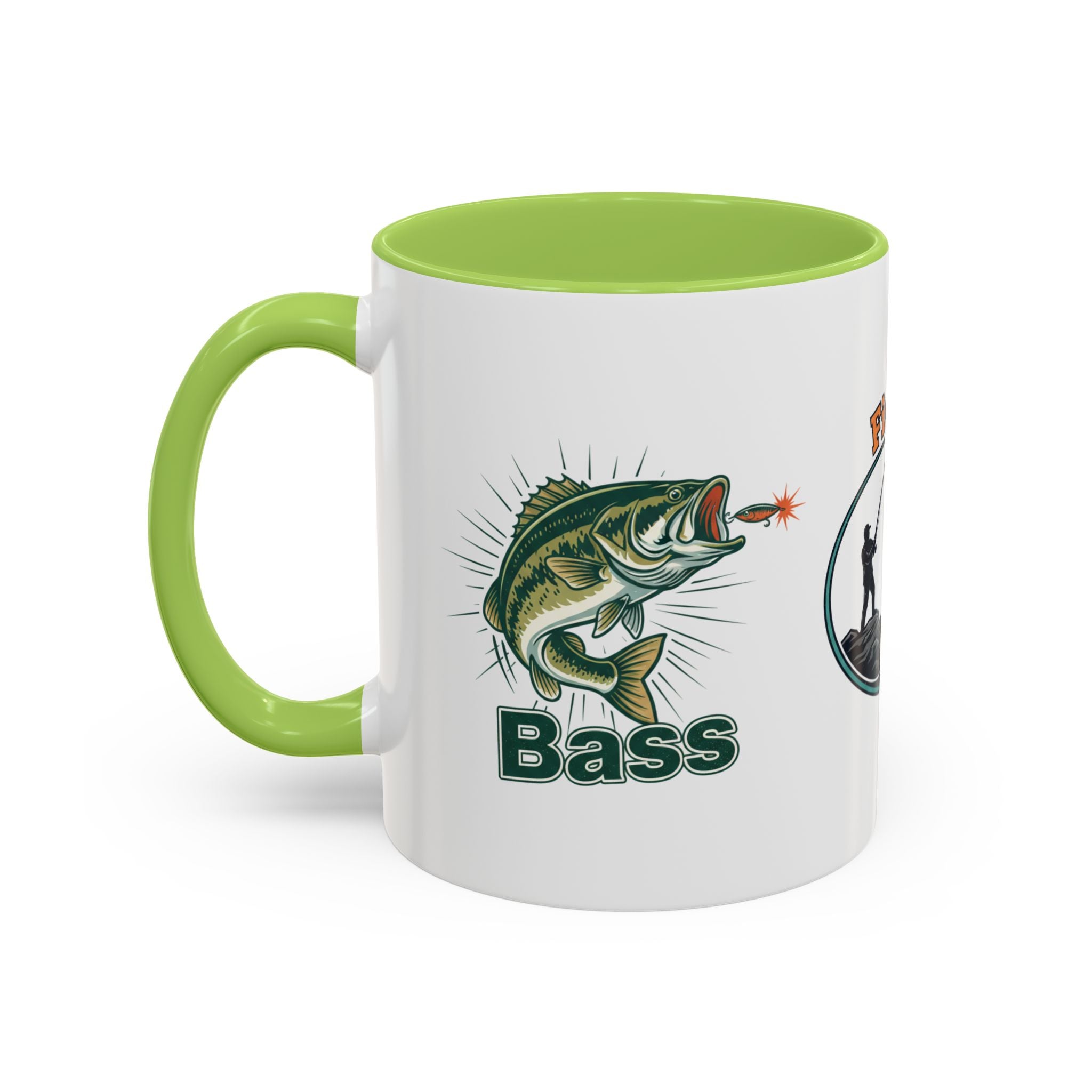 Fishing Mug — Animated Trout & Angler Coffee Cup (11/15oz)