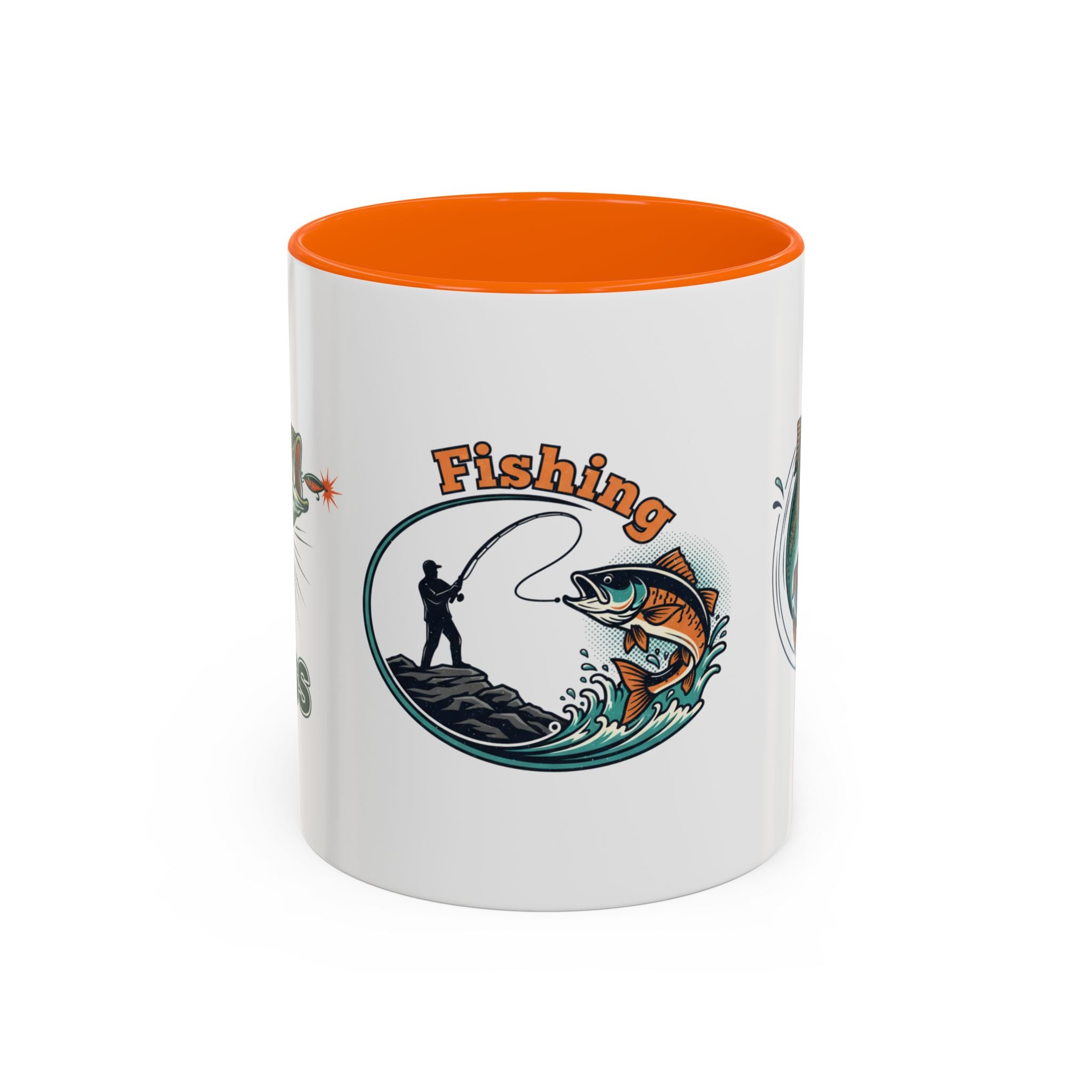 Fishing Mug — Animated Trout & Angler Coffee Cup (11/15oz)