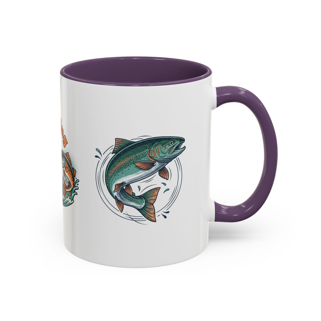 Fishing Mug — Animated Trout & Angler Coffee Cup (11/15oz)