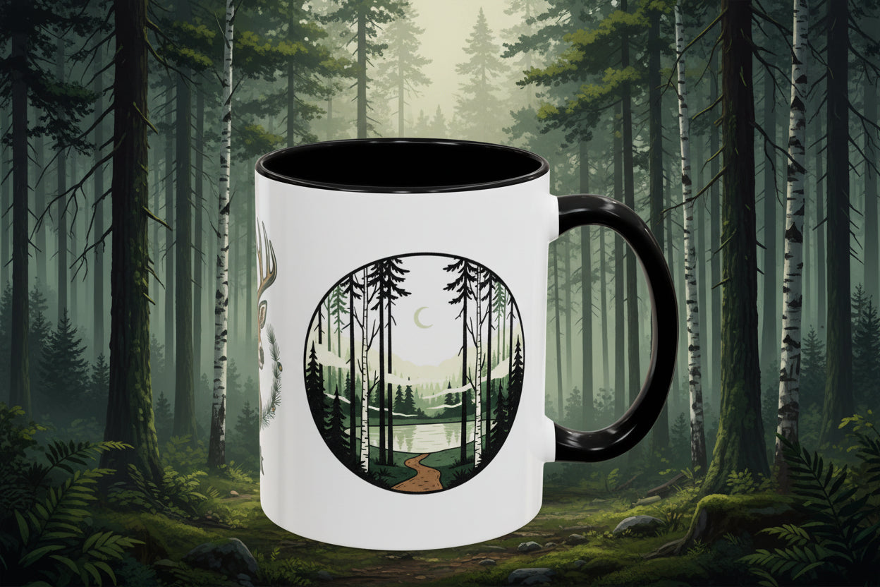 Buck Deer Coffee Mug — Forest Scenic Accent Mug (11/15oz)