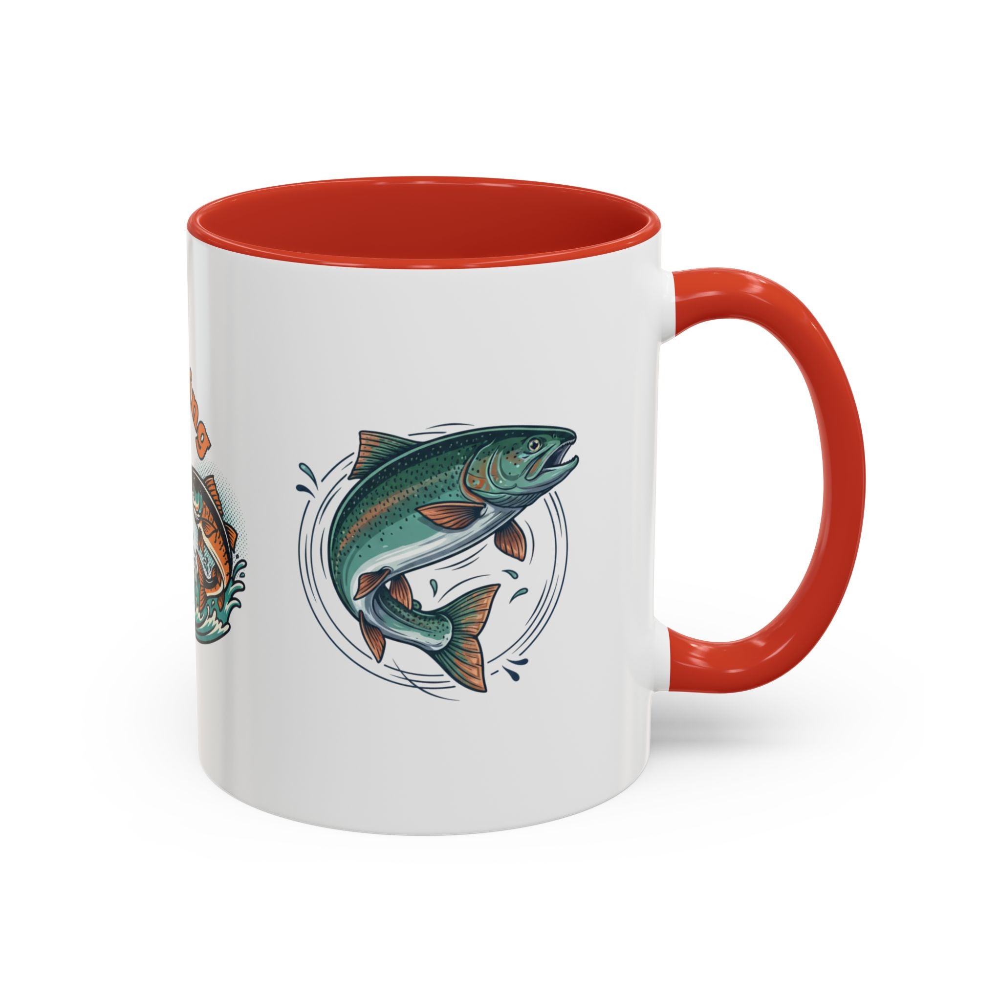 Fishing Mug — Animated Trout & Angler Coffee Cup (11/15oz)