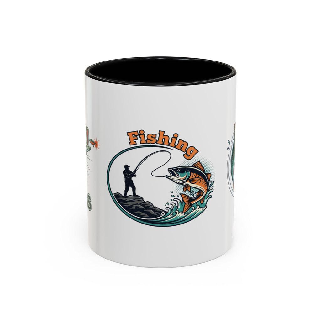 Fishing Mug — Animated Trout & Angler Coffee Cup (11/15oz)