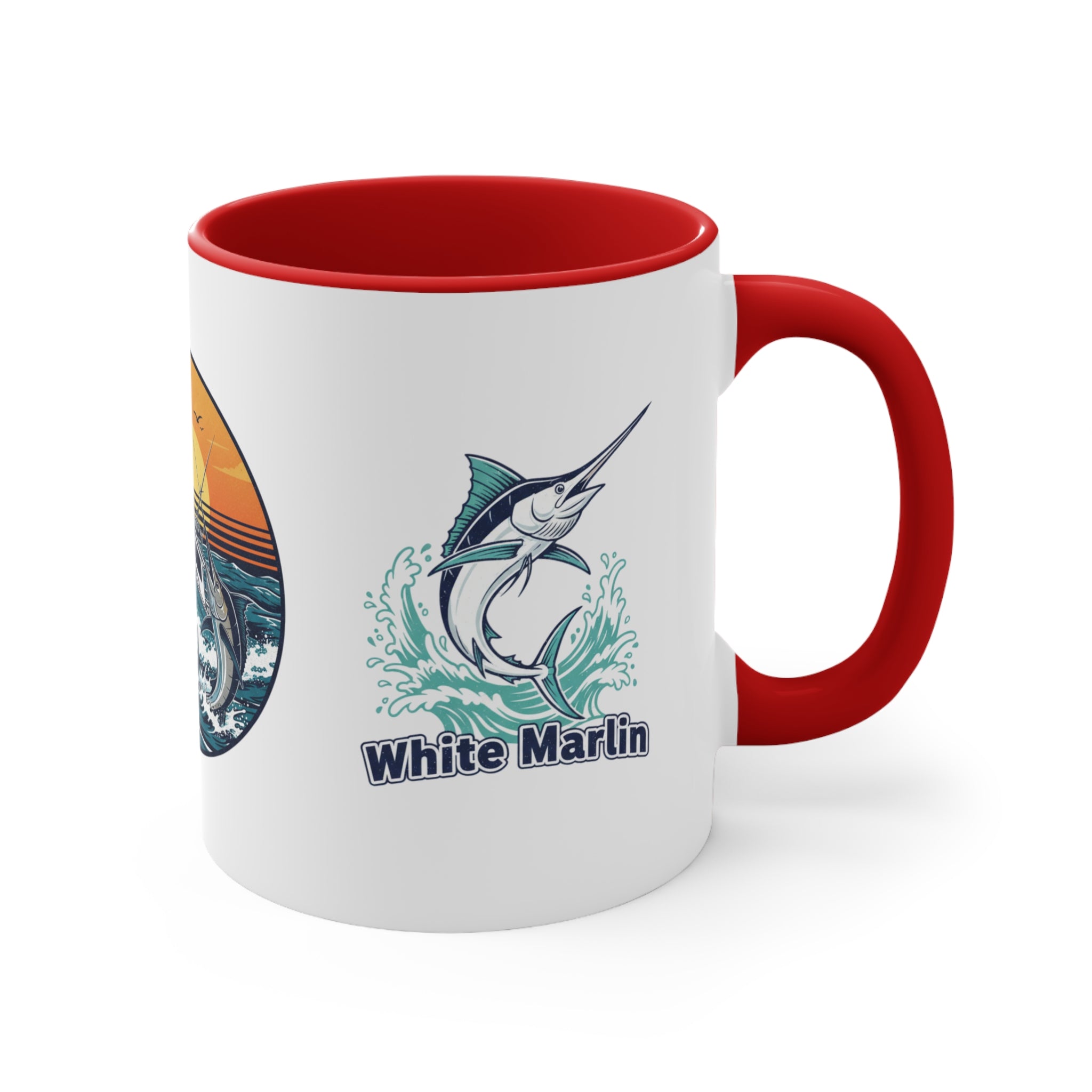 Accent Mug — Bluefin Tuna Fishing Ceramic Coffee Cup (Pink Accent)