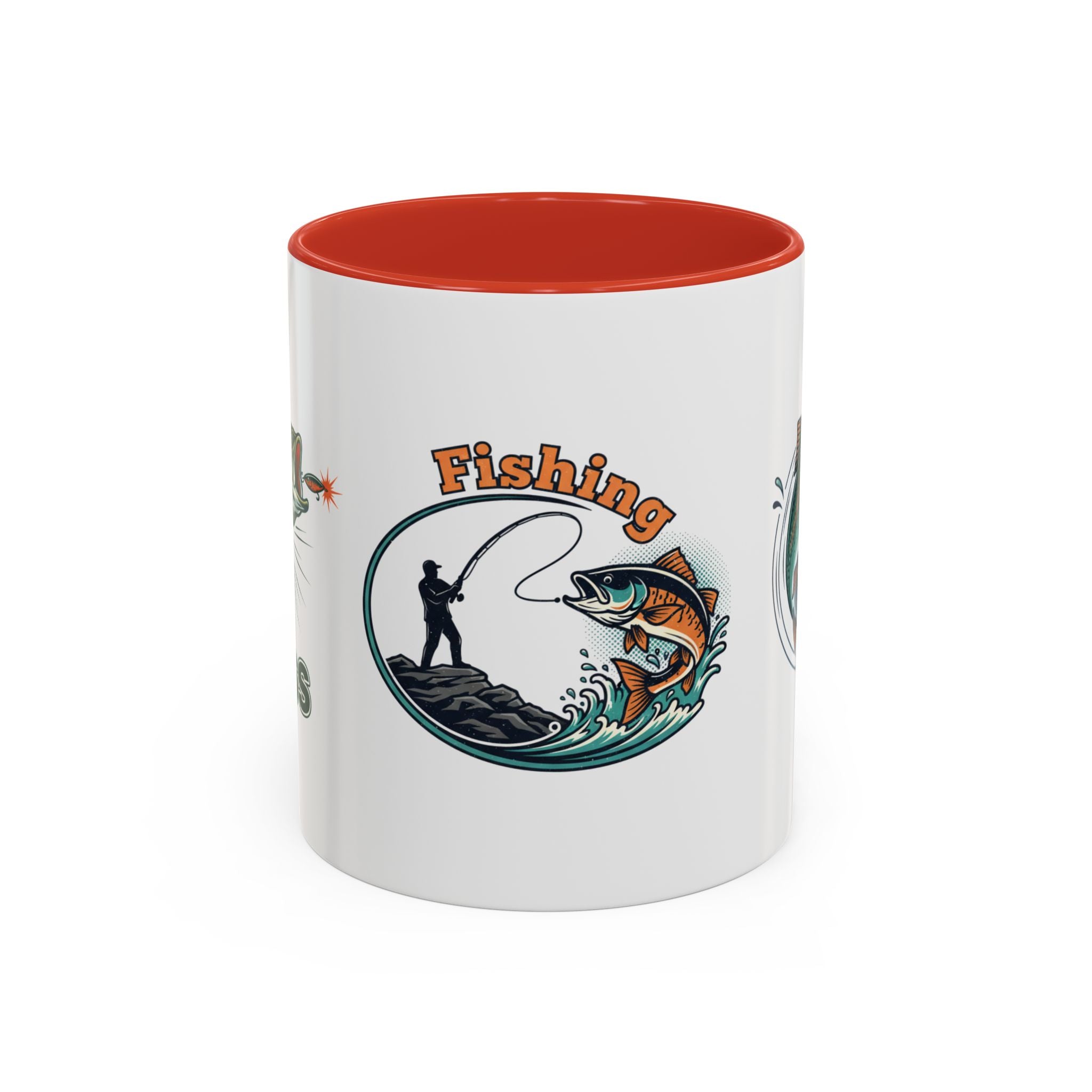 Fishing Mug — Animated Trout & Angler Coffee Cup (11/15oz)