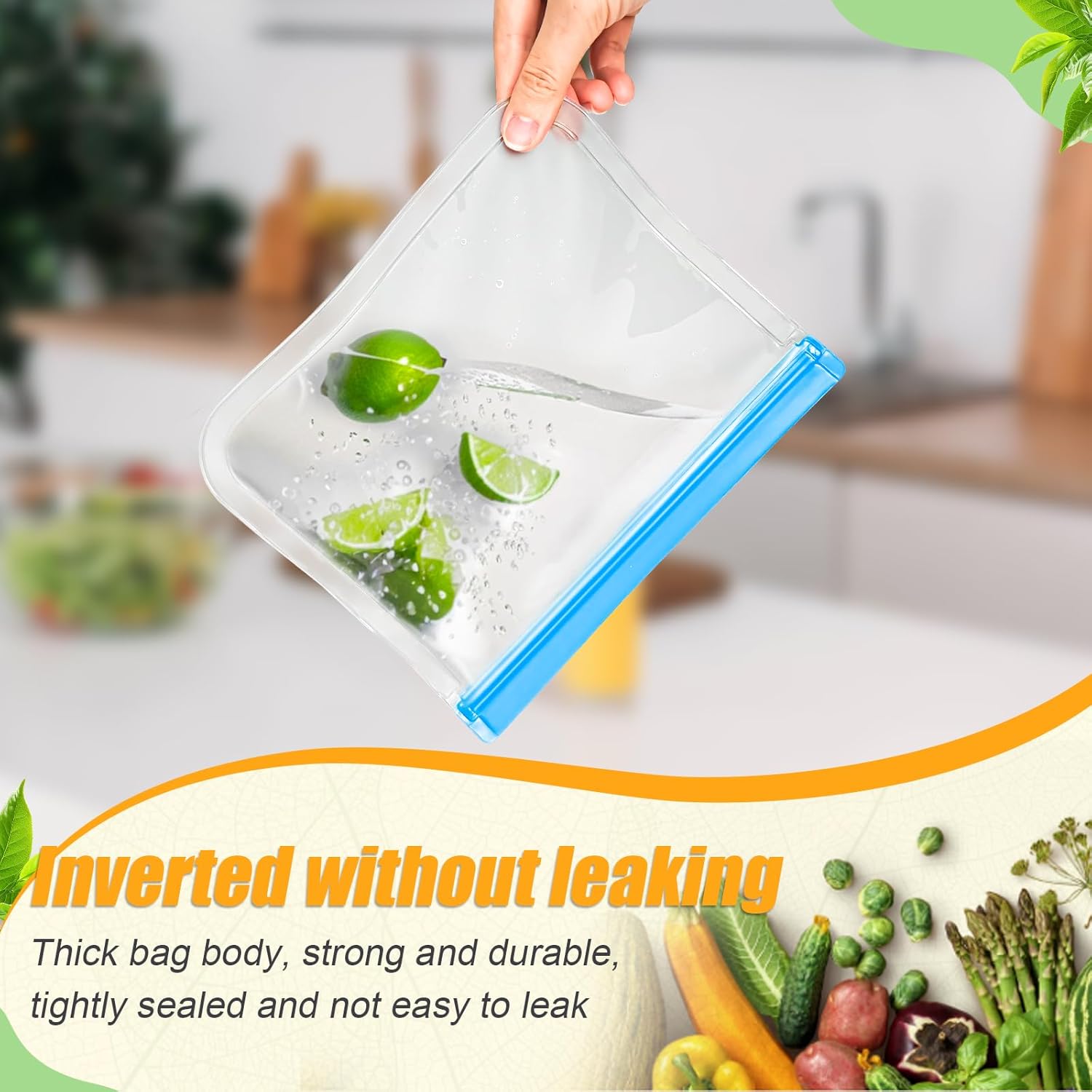 Reusable Silicone Food Storage Bags - Leakproof & Eco-Friendly