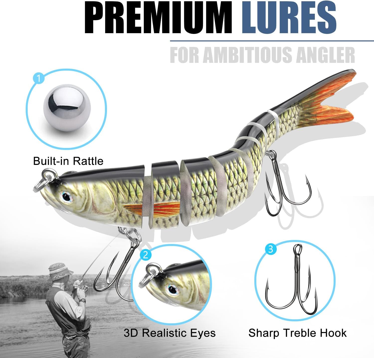 RealCast Lifelike Jointed Swimbait Set – Slow-Sinking Fishing Lures
