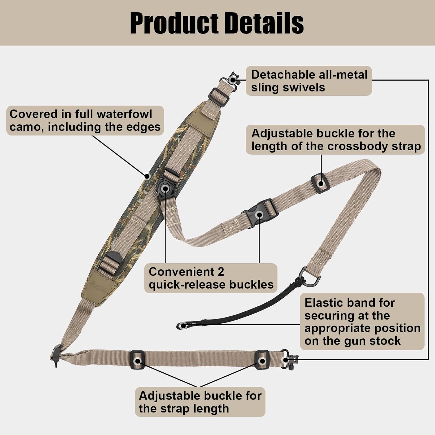 RapidCarry Pro No-Drill Rifle Sling - Padded Hunting Carry Strap