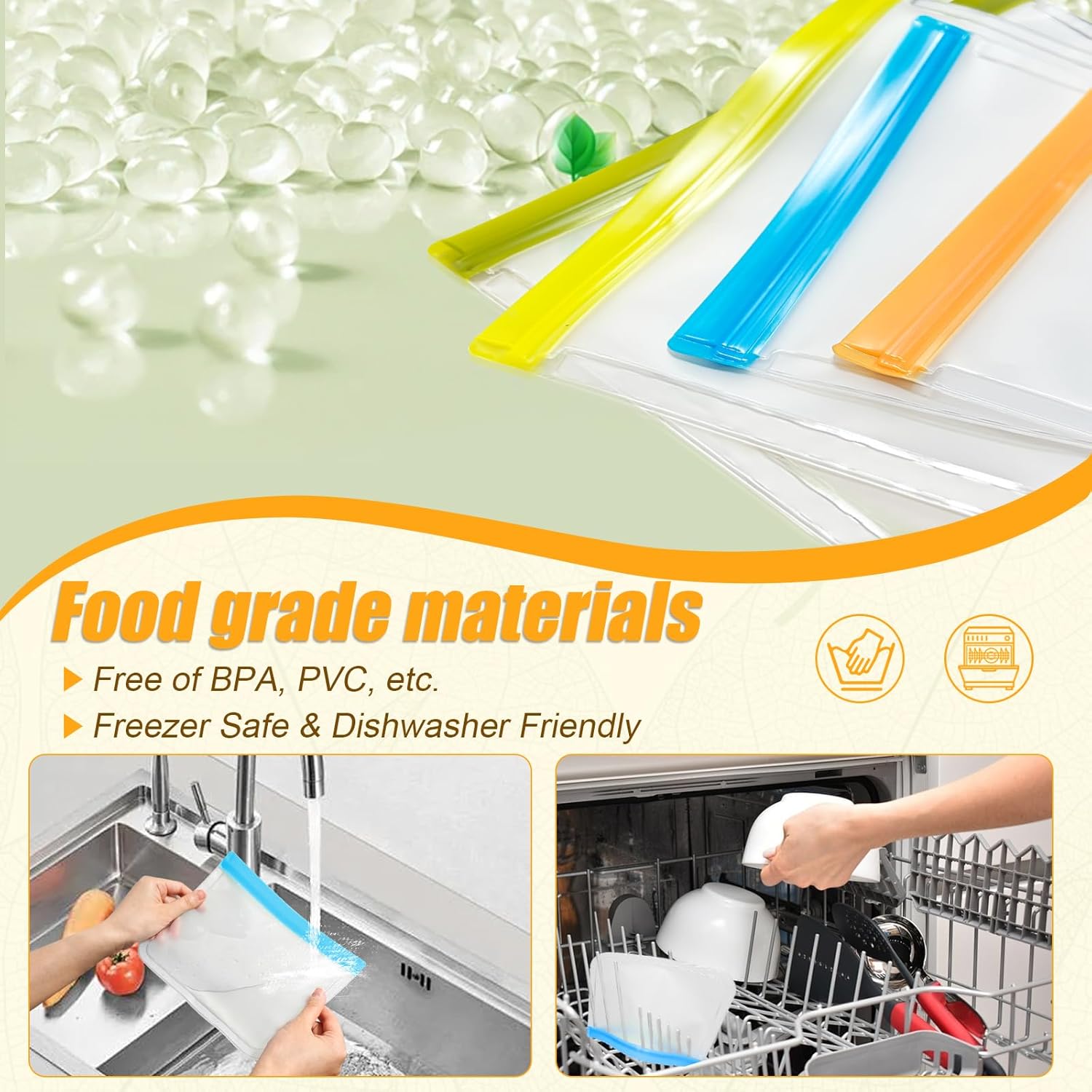 Reusable Silicone Food Storage Bags - Leakproof & Eco-Friendly