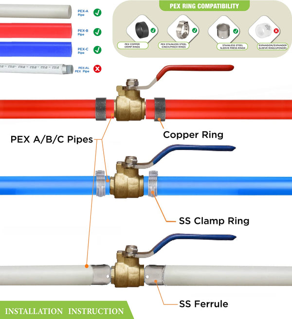CrimpF PEX Full-Port Brass Ball Valve