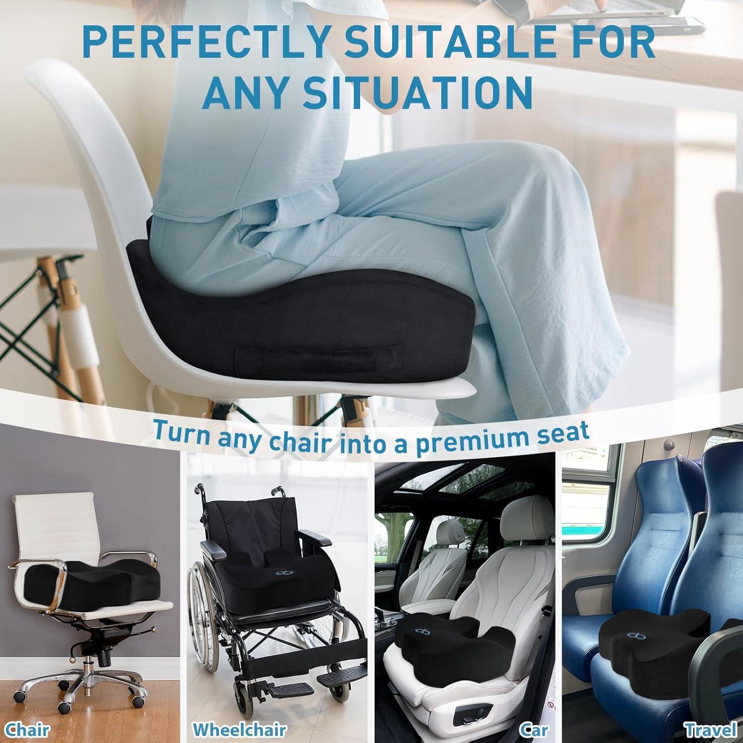 ComfyCore Pro Memory Foam Seat Cushion – Tailbone & Sciatica Relief