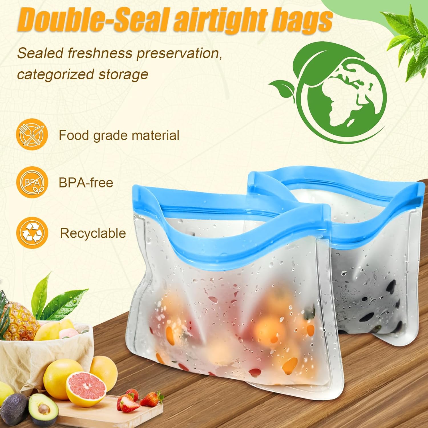 Reusable Silicone Food Storage Bags - Leakproof & Eco-Friendly