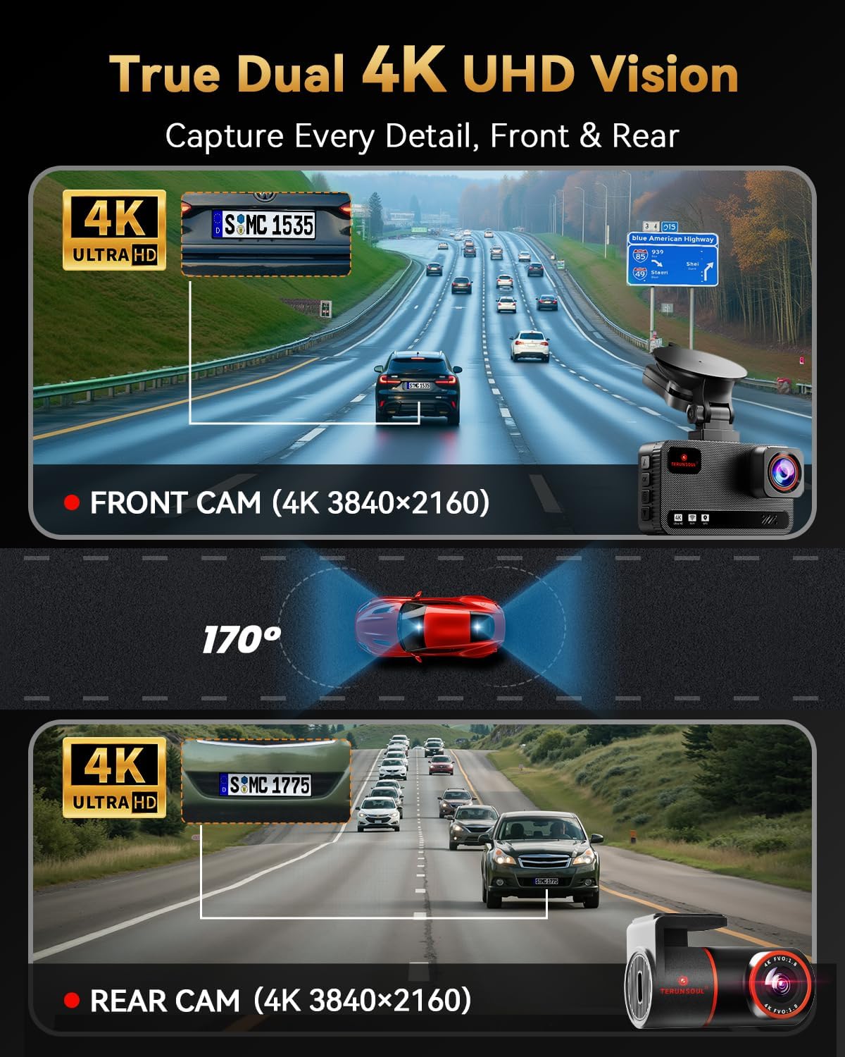 TwinView Road Guardian Dual Dash Cam - Front & Rear with Night Vision & GPS