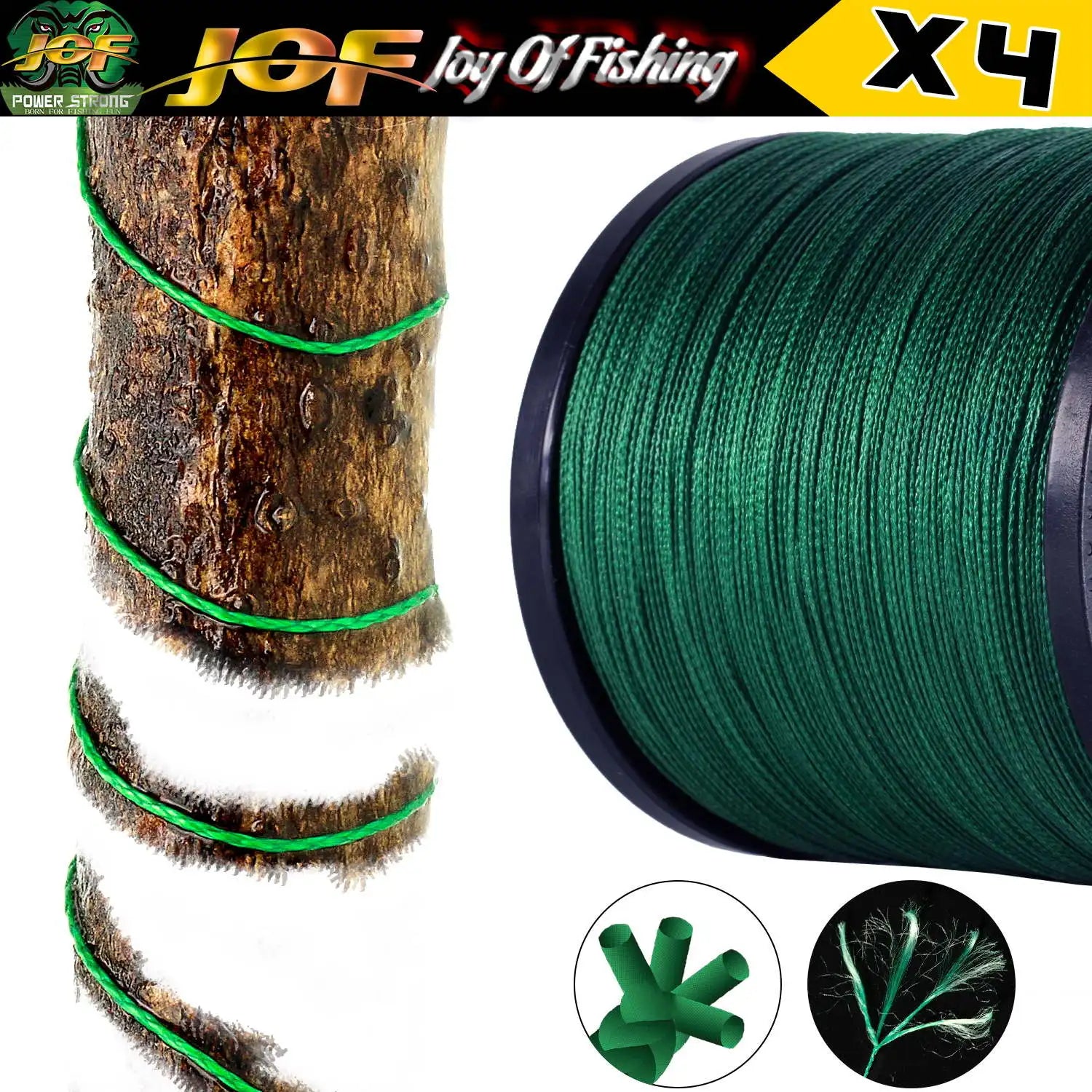 JOF Strands Braided Fishing Line – 6 Colors, 100M & 300M, 10–85LB